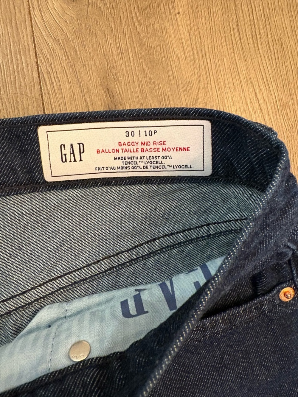 GAP Baggy Mid Ruse Dark Indigo Wide Leg Jeans - Picture 5 of 7